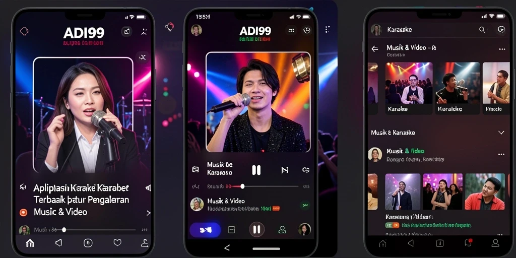 Antarmuka aplikasi ADI99 yang memukau untuk pengalaman Karaoke.