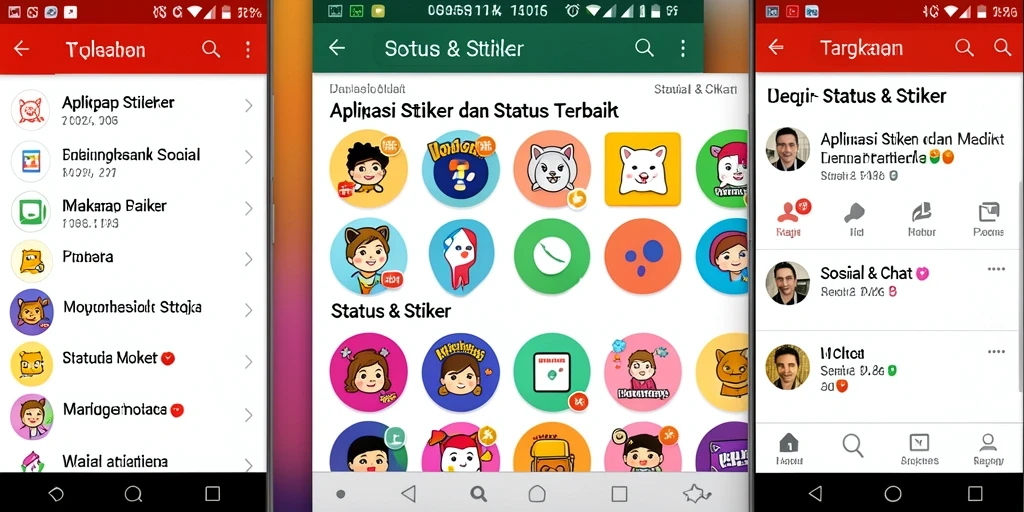 Tampilan antarmuka D06 dengan stiker kreatif dan status menarik.