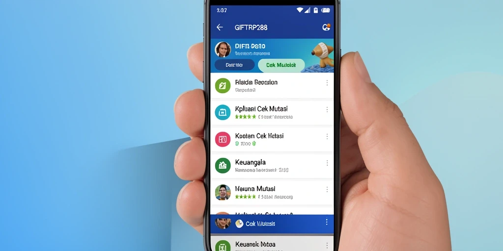 Tampilan antarmuka aplikasi Cek Mutasi GIFTRP288 yang sederhana dan informatif.