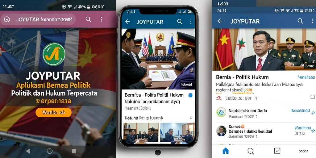 Antarmuka pengguna JOYPUTAR yang menampilkan berita politik dan hukum.