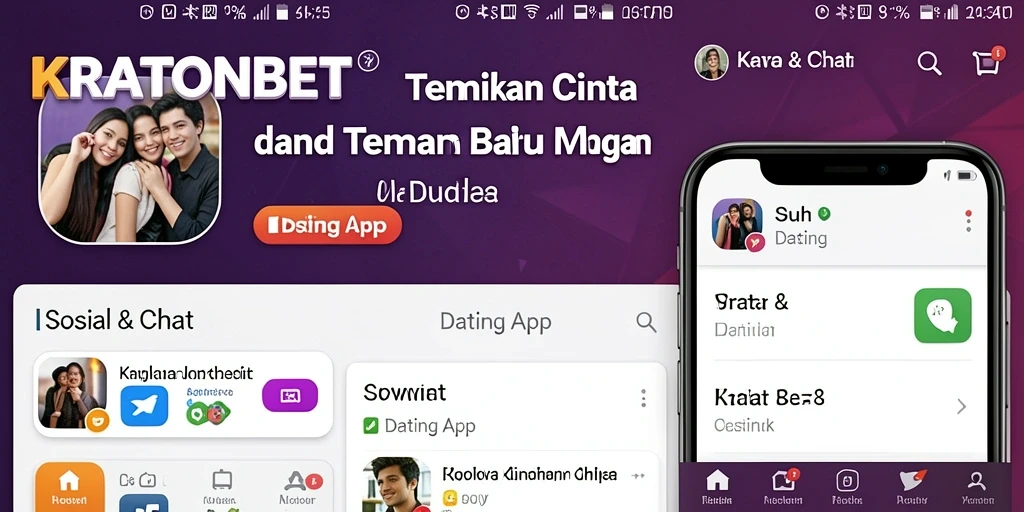Tampilan antarmuka KRATONBET yang modern dan intuitif untuk pengguna Dating App.