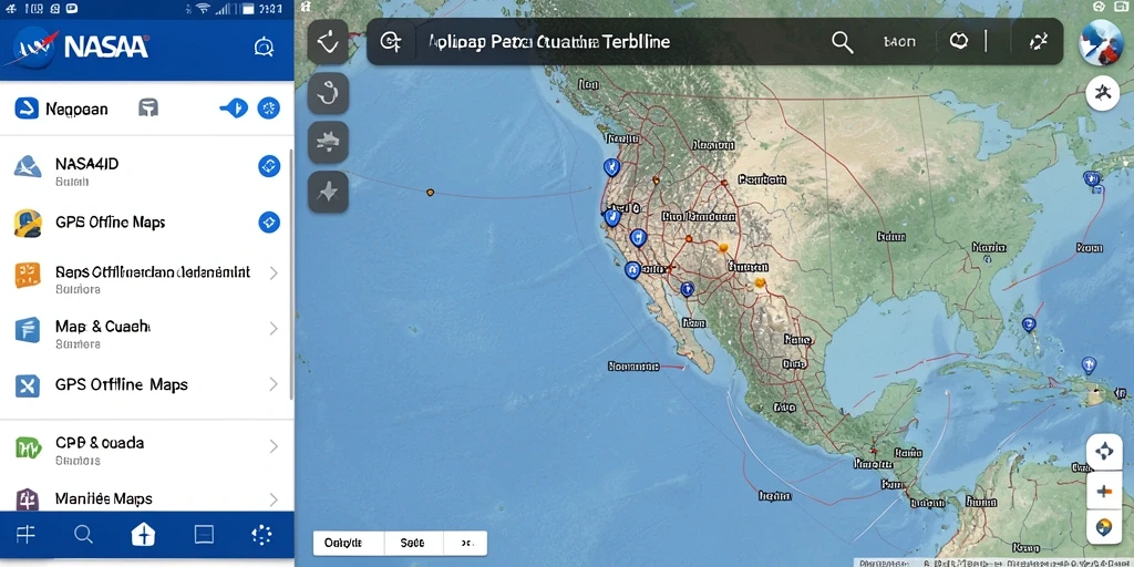 Antarmuka canggih dari aplikasi NASA4D untuk GPS Offline Maps.