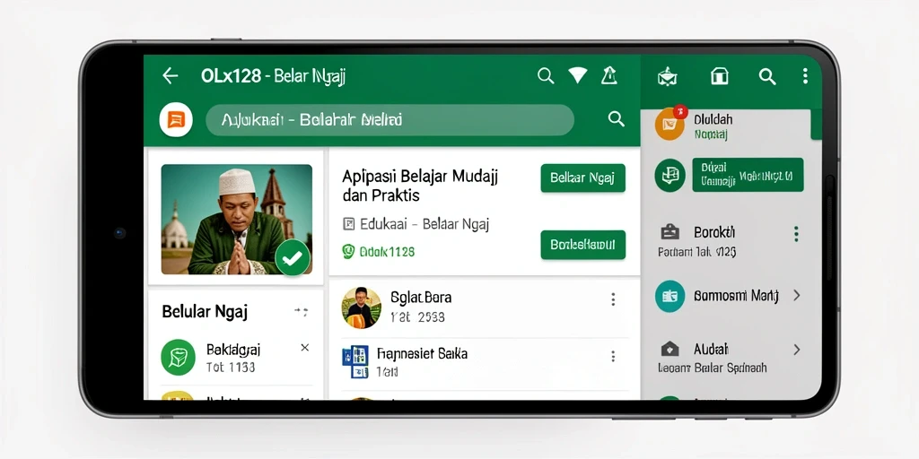 Antarmuka aplikasi Belajar Ngaji OLX128 yang interaktif dan menarik.