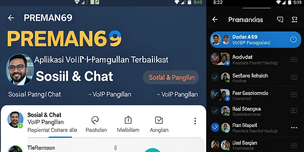 Tampilan antarmuka pengguna PREMAN69 yang intuitif untuk VoIP Panggilan.