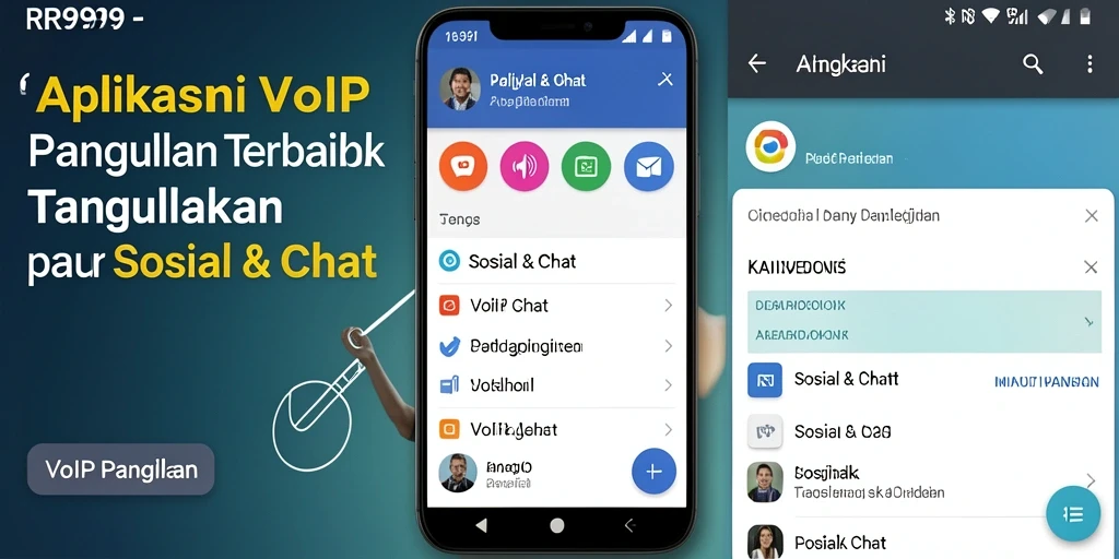 Antarmuka pengguna aplikasi VoIP Panggilan RR999 yang ramah.