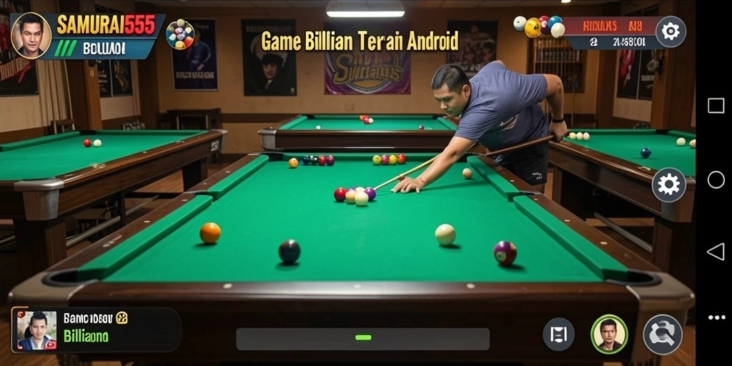 Tampilan antarmuka game Billiard SAMURAI555 yang menarik dan intuitif.