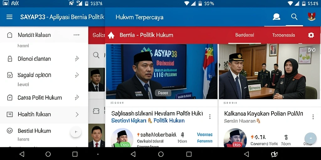 Tampilan antarmuka aplikasi SAYAP33 untuk berita politik hukum.